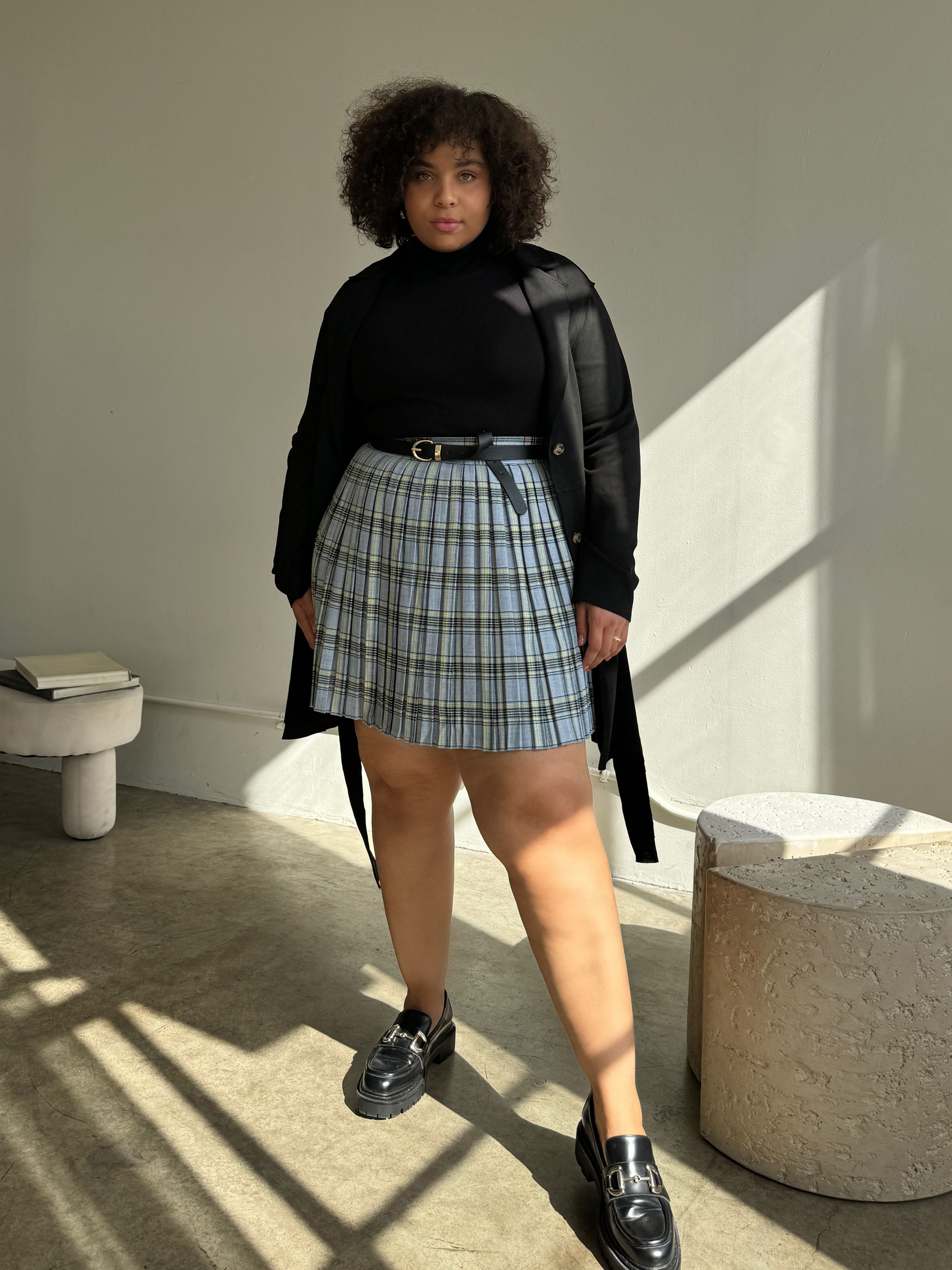 Plus Size Plaid Pleated Skirt - Main Image