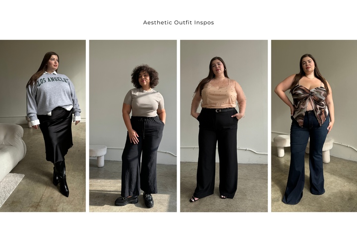 aesthetic plus size outfit of the day inspos.  plus size essentials, plus size get ready with me, body positivity.