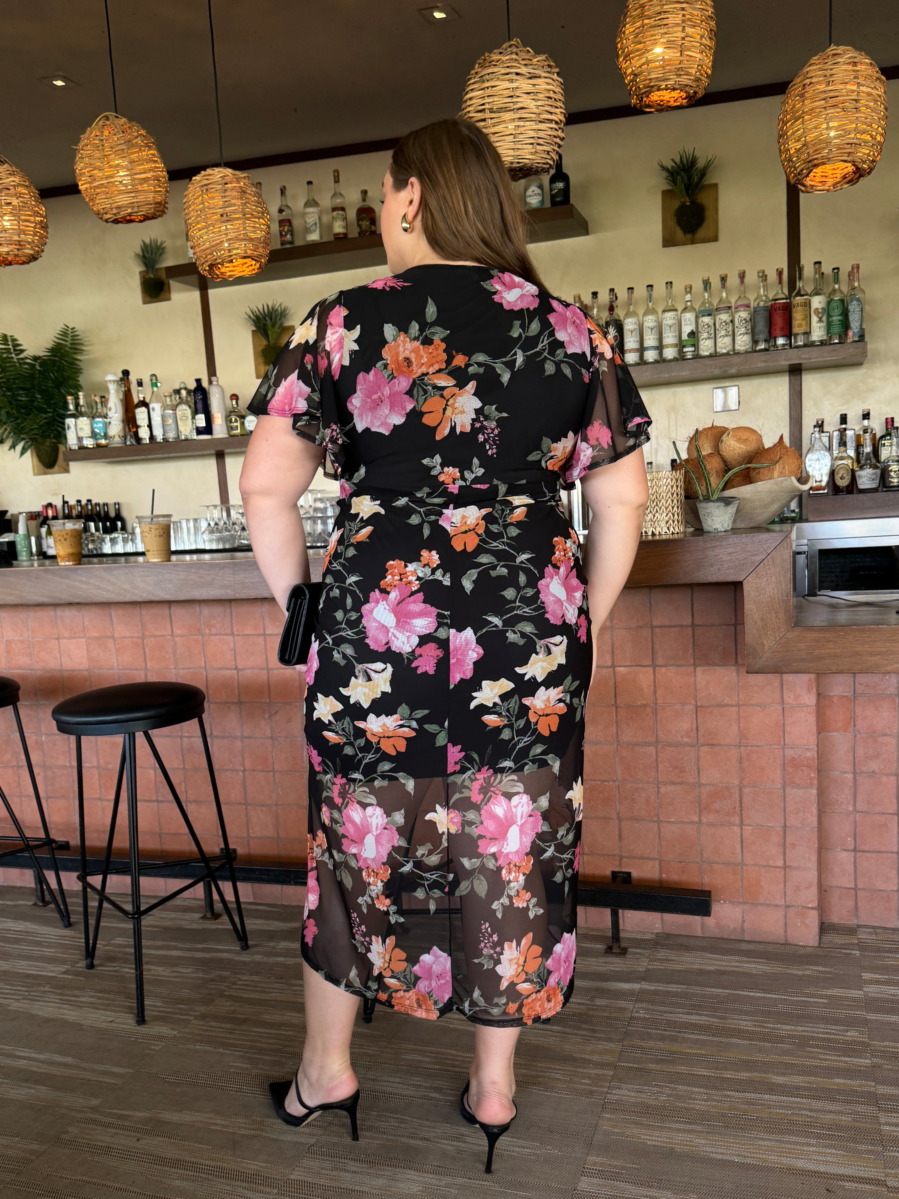 Plus Size Floral Print Mesh Dress – 2020AVE