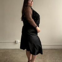 Plus Size Beaded Mesh Mock Neck Top Plus Size Tops -2020AVE