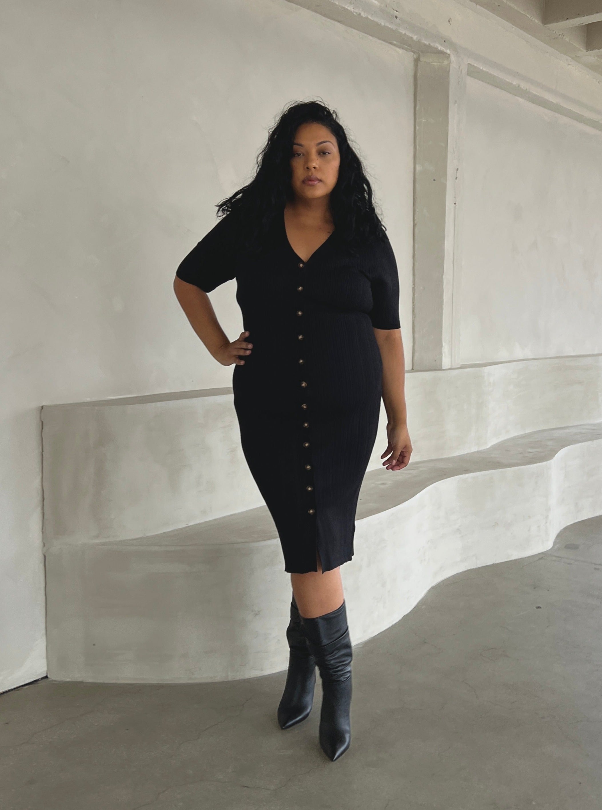 Plus Size Button Down Midi Dress 2020AVE Plus Size Button Down Midi Dress 2020AVE