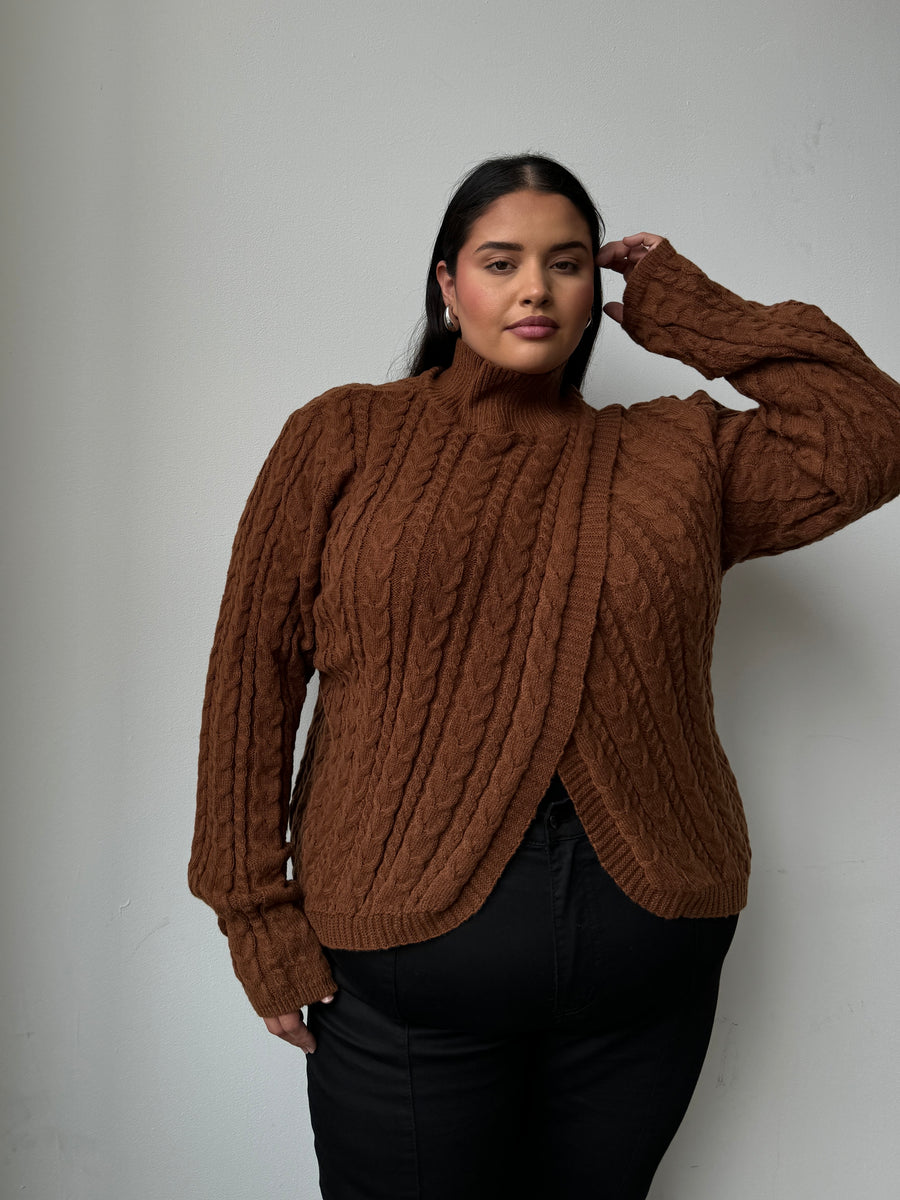Plus Size Cable Knit Turtleneck Sweater – 2020AVE