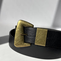 Plus Size Classic Brass Buckle Belt Black