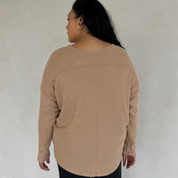 Plus Size Classic Ribbed Long Sleeve Top Plus Size Outerwear -2020AVE