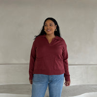 Plus Size Collared Sweater Plus Size Outerwear Red 1XL -2020AVE
