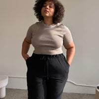 Plus Size Crew Neck Sweater Knit Top Plus Size Tops Taupe 1XL -2020AVE