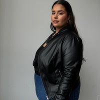 Plus Size Effortless Leather Jacket Black