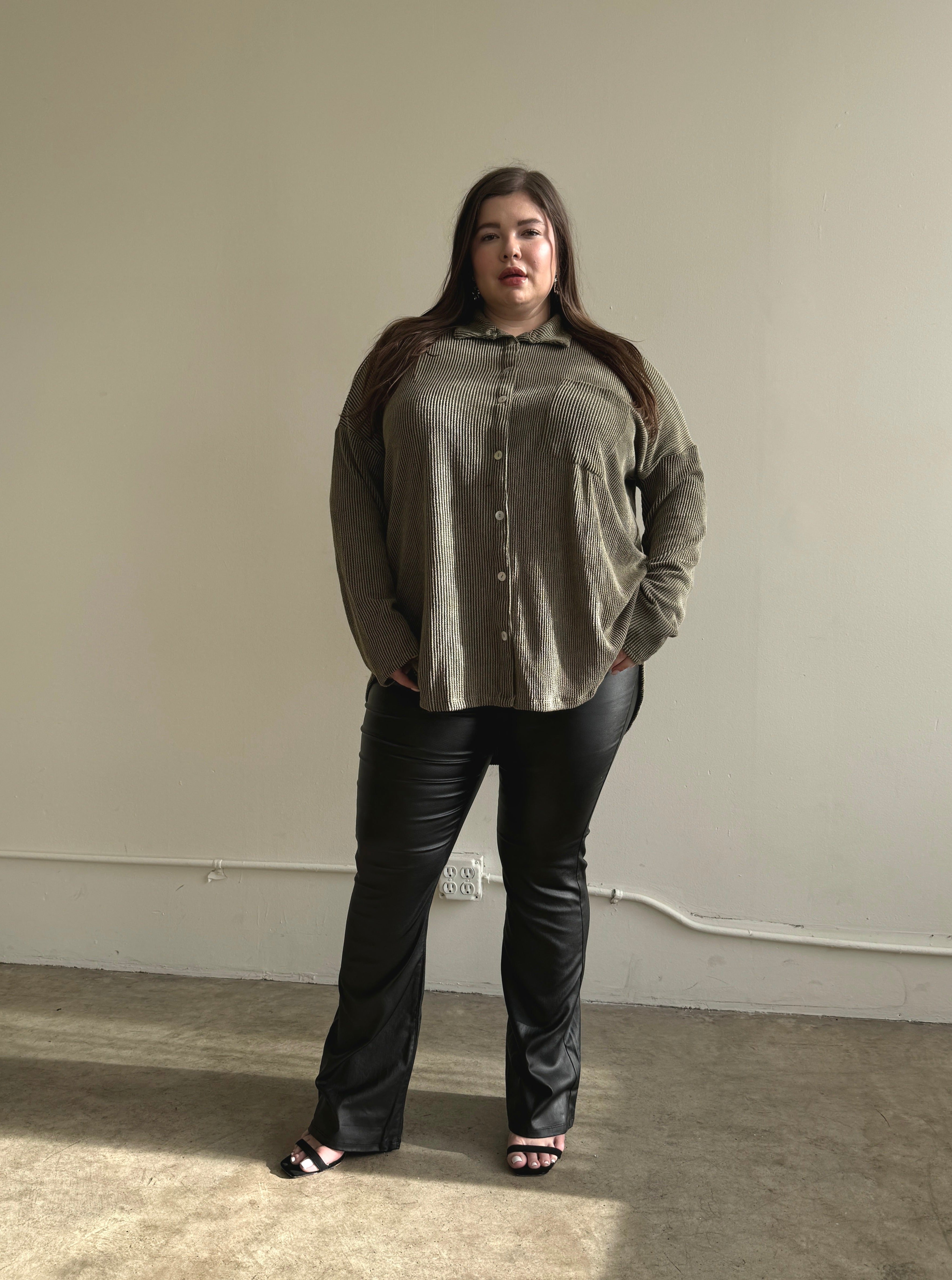 Plus Size Faux Leather Flare Pants – 2020AVE