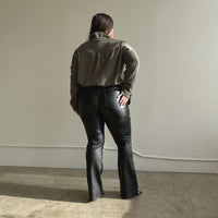 Plus Size Faux Leather Flare Pants Plus Size Bottoms -2020AVE