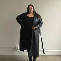 Plus Size Faux Leather Trench Coat Plus Size Outerwear -2020AVE