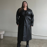Plus Size Faux Leather Trench Coat Plus Size Outerwear -2020AVE