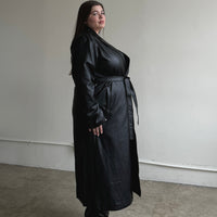 Plus Size Faux Leather Trench Coat Plus Size Outerwear -2020AVE
