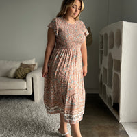 Plus Size Floral Border Midi Dress Plus Size Dresses -2020AVE