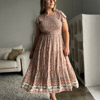 Plus Size Floral Border Midi Dress Plus Size Dresses -2020AVE