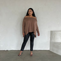 Plus Size Folded Off The Shoulder Sweater Plus Size Outerwear -2020AVE
