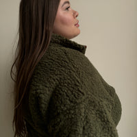 Plus Size Half Zip Teddy Pullover Plus Size Outerwear -2020AVE