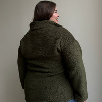 Plus Size Half Zip Teddy Pullover Plus Size Outerwear -2020AVE