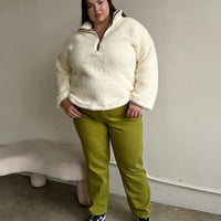 Plus Size Half Zip Teddy Pullover Plus Size Outerwear -2020AVE