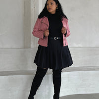 Plus Size Leather Biker Jacket Plus Size Outerwear Blush 1XL -2020AVE