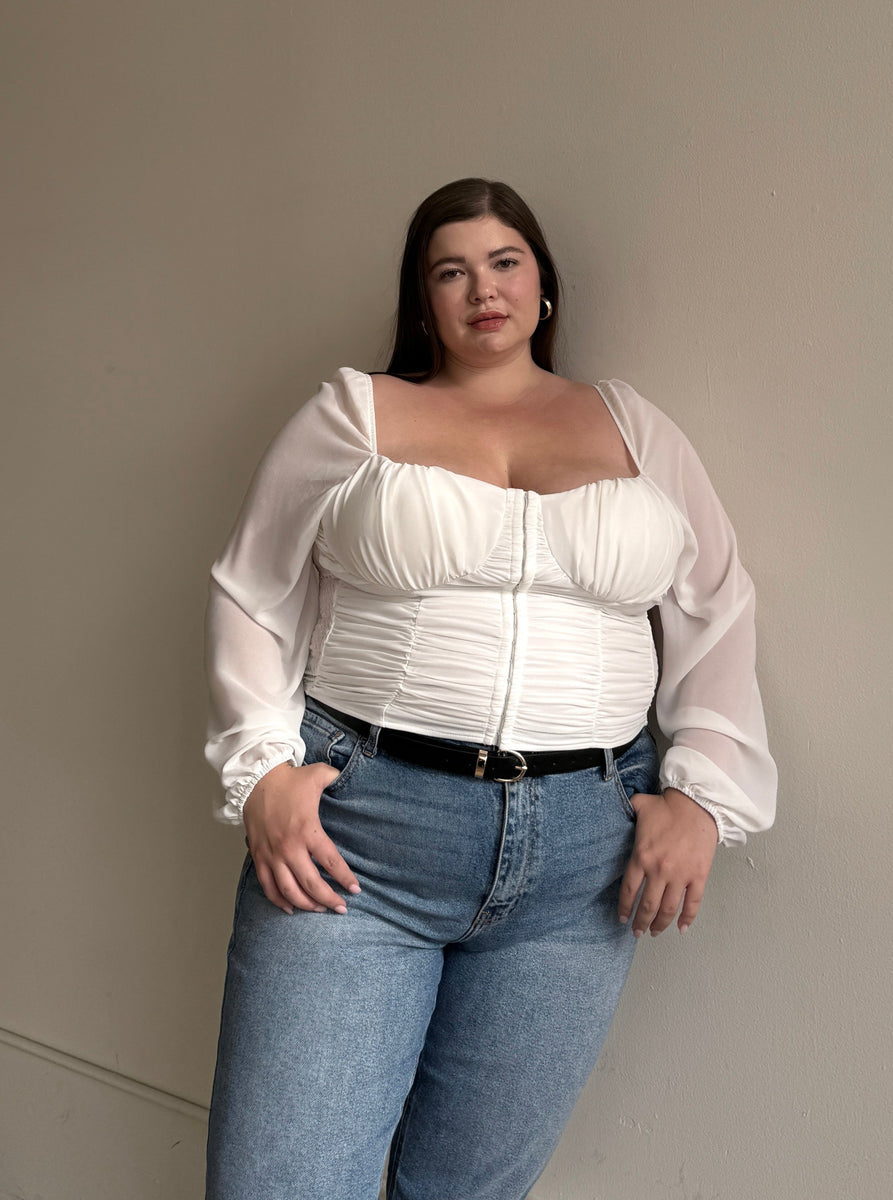 Plus Size Long Sleeve Bustier Crop Top – 2020AVE
