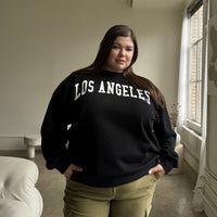 Plus Size Los Angeles Crewneck Sweatshirt Plus Size Tops Black 1XL -2020AVE