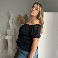Plus Size Smocked Mesh Sleeve Top Plus Size Tops -2020AVE