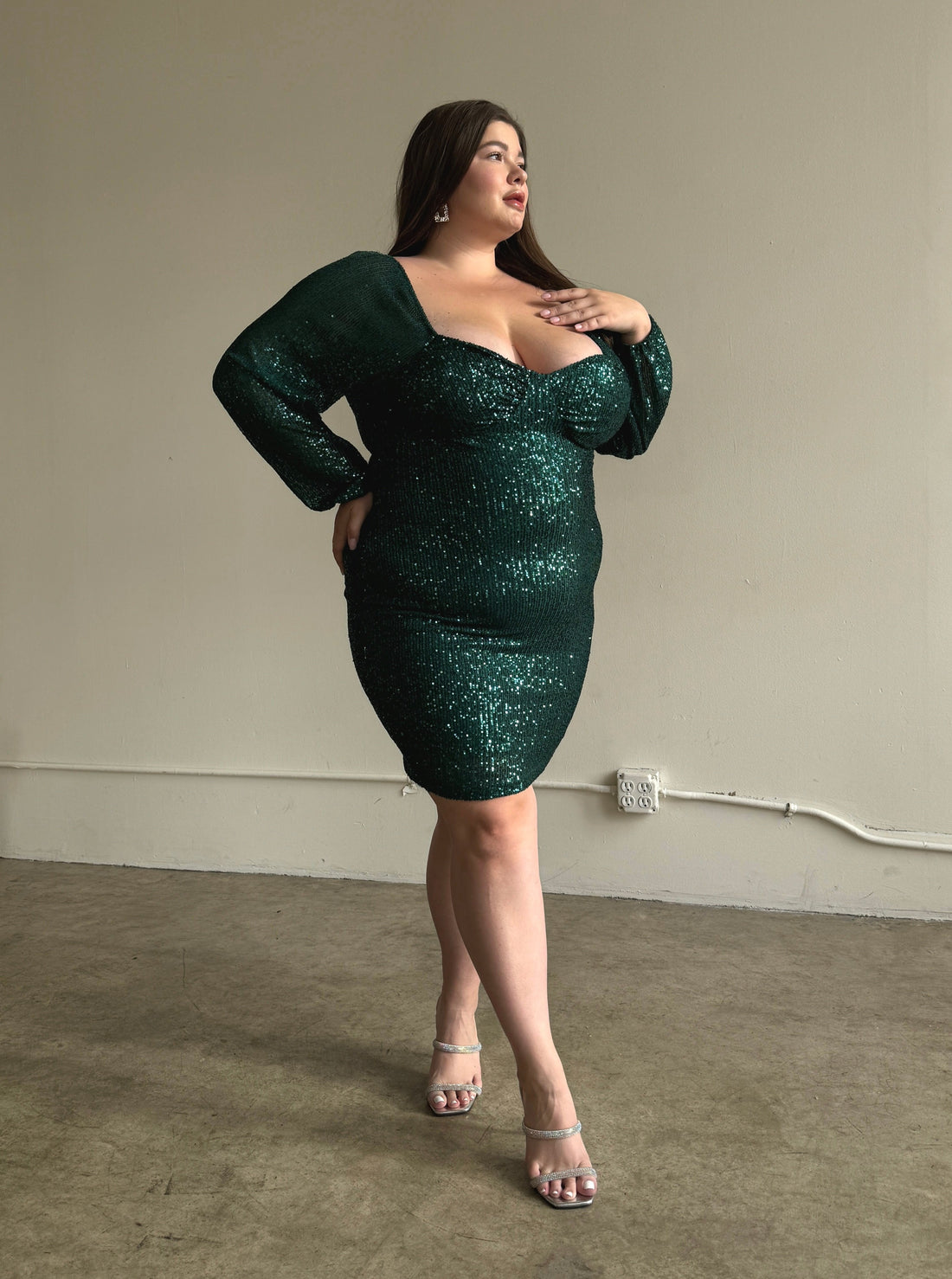 Plus Size Sparkly Sequin Bodycon Mini Dress Plus Size Dresses Green 1XL -2020AVE