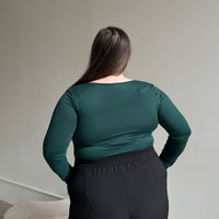 Plus Size Square Neck Long Sleeve Top Plus Size Tops -2020AVE