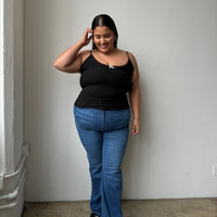 Plus Size Straight Raw Fray Jeans - Blue