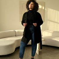 Plus Size Suede Trench Coat Plus Size Outerwear Black 1XL -2020AVE