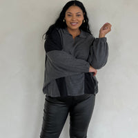 Plus Size Two Tone Long Sleeve Top Plus Size Outerwear -2020AVE