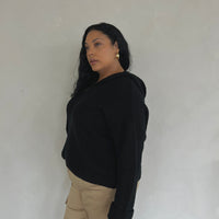 Plus Size V-Neck Hooded Sweater Plus Size Outerwear -2020AVE