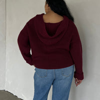 Plus Size V-Neck Hooded Sweater Plus Size Outerwear -2020AVE