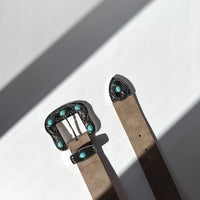 Plus Size Western Turquoise Buckle Belt Taupe