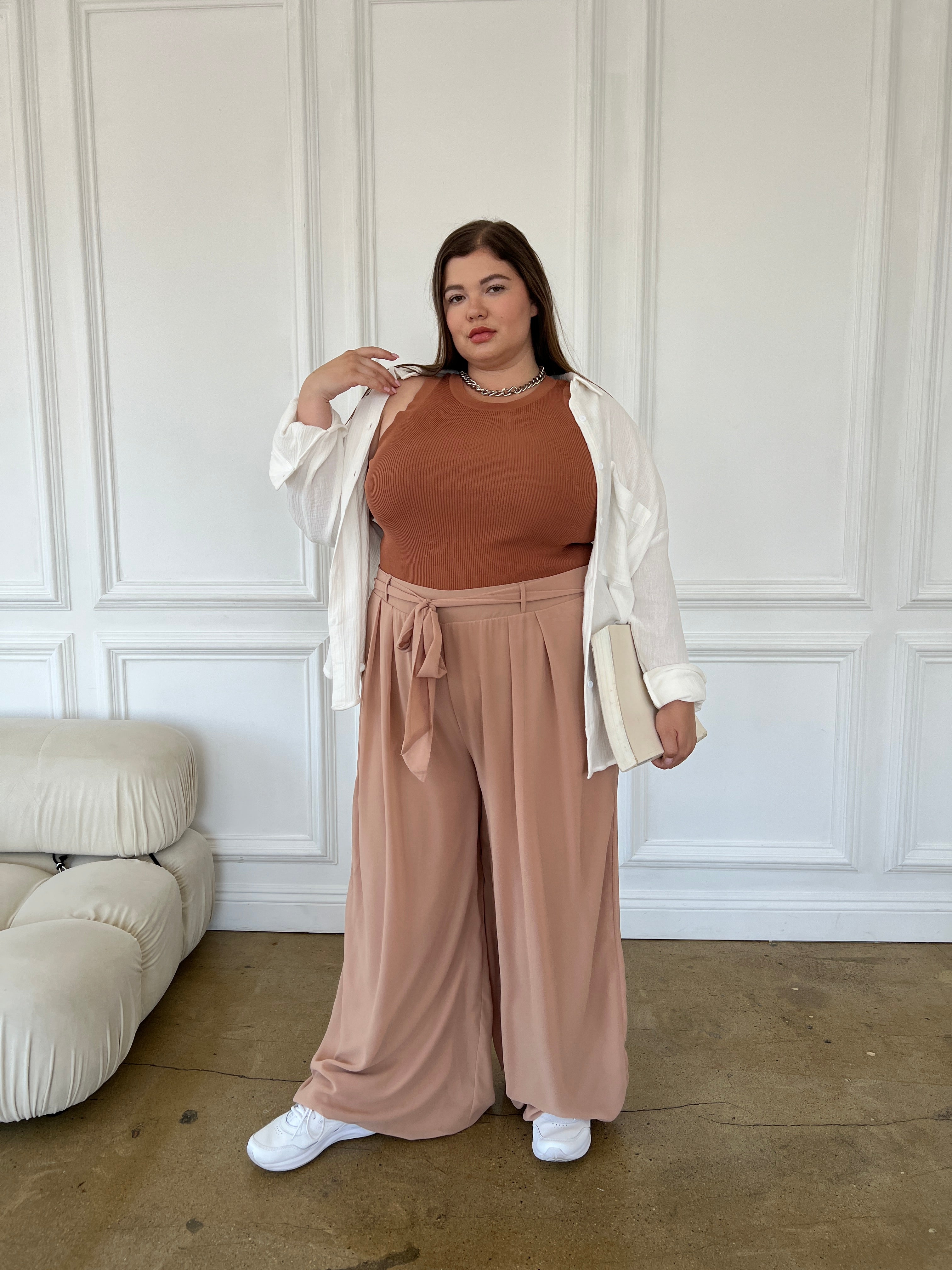 Wide Leg Palazzo Pants High Waisted Maxi Skirt Trousers, Plus Size -   Israel