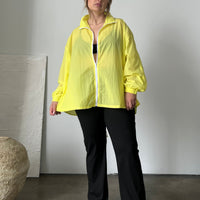 Plus Size Zip Up Windbreaker Jacket Plus Size Outerwear Yellow 1XL -2020AVE