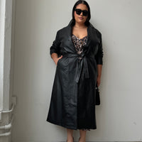 Plus Size Faux Leather Trench Coat