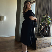 Plus Size Puff Sleeve Midi Dress Plus Size Dresses -2020AVE