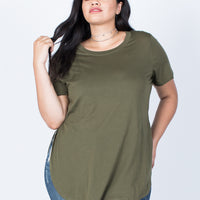 Plus Size Jamie Slit Tee Olive