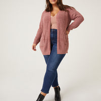 Curve Open Chenille Cardigan Plus Size Outerwear -2020AVE
