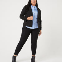 Curve Button Down Blouse Plus Size Tops Blue 1XL -2020AVE