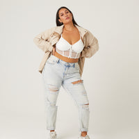 Curve Emmy Distressed Mom Jeans Plus Size Bottoms -2020AVE