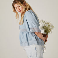 Curve Lace Trim Blouse Plus Size Tops -2020AVE