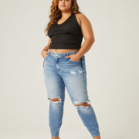 Curve Side Ruched Halter Top Plus Size Tops -2020AVE
