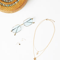 Across The Stars Necklace And Earrings Set Jewelry Gold One Size -2020AVE