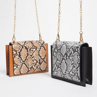 Boxy Snakeskin Shoulder Bag Accessories Brown One Size -2020AVE