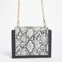 Boxy Snakeskin Shoulder Bag Accessories Gray One Size -2020AVE
