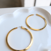 Cannes Flat Hoop Earrings Jewelry Gold One Size -2020AVE