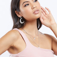 Celestial Iridescent Moon Earrings Jewelry Silver One Size -2020AVE