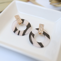 Christy Striped Earrings Jewelry Black/White One Size -2020AVE